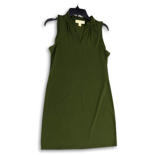 Womens Green Knee Length Sleeveless V-Neck Pullover Shift Dress Size Small image number 1