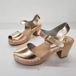 Lotta from Stockholm Rose Gold Leather Clog Sandals Size 6.5