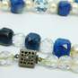 Vintage Sterling 925 Faceted Blue & Clear Quartz & White Faux Pearls Beaded Graduated Statement Necklace 126.2g image number 5