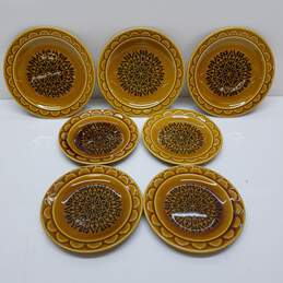 Vintage Homer Laughlin Coventry Granada brown / gold mandala salad plate lot