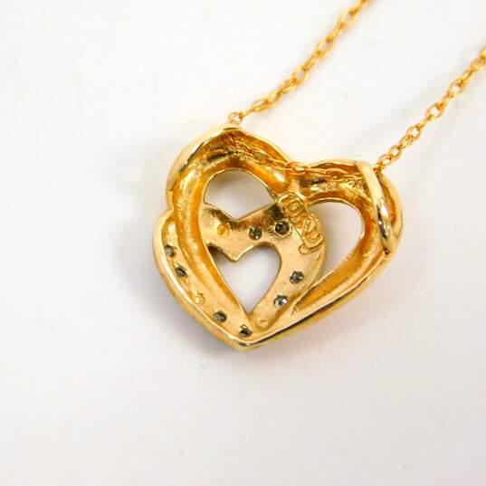 10k Yellow Gold Diamond Accent Double Open Heart Fine Chain Pendant Necklace 1.3g image number 5
