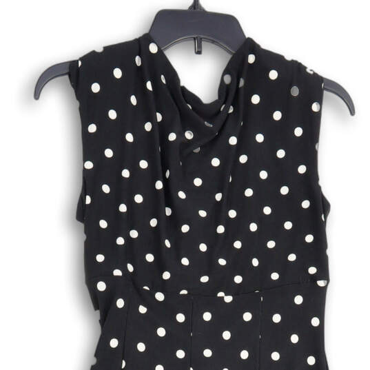 Womens White Black Polka Dot Pleated Sleeveless Ruched Shift Dress Size 6 image number 4