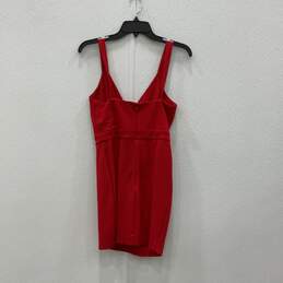 Womens Red Sleeveless Pleated V-Neck Back Zip Mini Dress Size XS alternative image