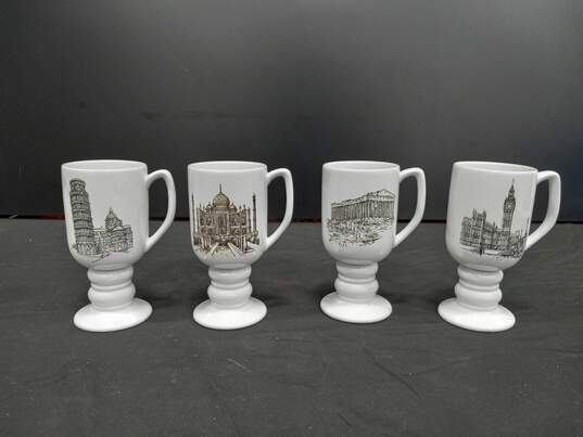 4 Vintage Kayson's Ironstone Continental Tourist Attraction Pedestal Mugs image number 1