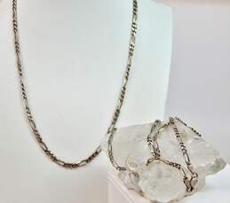 Artisan 925 Figaro Chain Necklace & Bracelets 25.5g