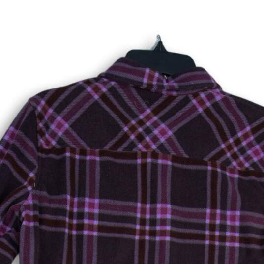 Eddie Bauer Womens Purple Plaid Spread Collar Long Sleeve Button-Up Shirt Size M image number 4