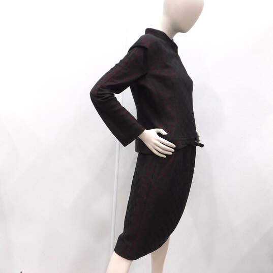 Badgley & Mischka Burgundy Silk Skirt Suit Set image number 6