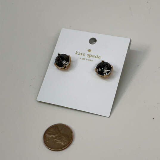 Designer Kate Spade Gold-Tone Cubic Zirconia Round Shape Stud Earrings image number 2