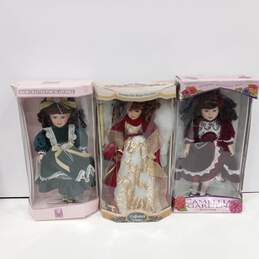 Bundle of 3 Assorted Porcelain Dolls IOB
