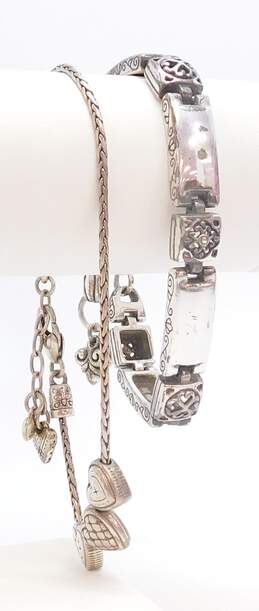 Brighton Heart Charm & Scrolled Link Silver Tone Bracelets 43.4g