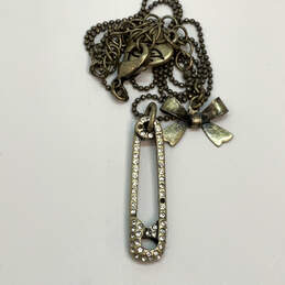 Designer Betsey Johnson Gold-Tone Rhinestone Bow Pin Charm Necklace alternative image