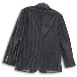 Mens Black Striped Notch Lapel Single Breasted Two Button Blazer Size 42R alternative image