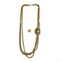 Designer J. Crew Gold-Tone Multi Strand Ring Clasp Snake Chain Necklace image number 2