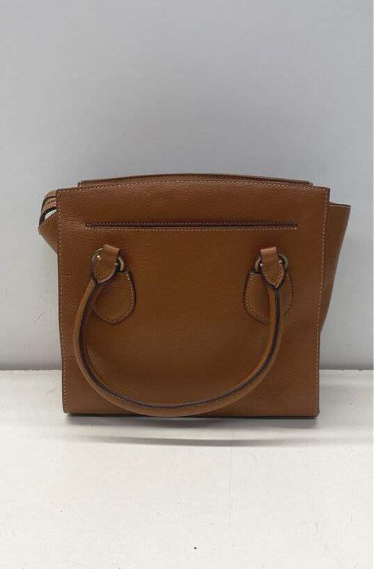 Lauren By Ralph Lauren Millbrook Brown Leather Turnlock Satchel Bag image number 2