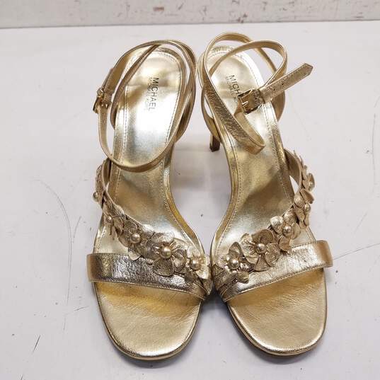 Michael Kors Tricia Leather Sandals Pale Gold 10 image number 6