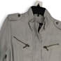 Womens Gray Pockets Long Sleeve Full-Zip Utility Jacket Size Medium image number 3
