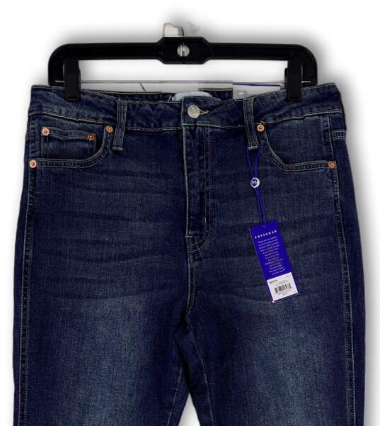 NWT Womens Blue Denim High-Rise Medium Wash Pockets Flared Jeans Size 14/26 image number 3