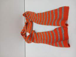 Gray & Orange Knit Scarf 80" Long Scarf