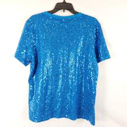 DKNY Women Blue Short Sleeve Sequin T-Shirt NWT sz XL alternative image