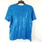 DKNY Women Blue Short Sleeve Sequin T-Shirt NWT sz XL image number 2