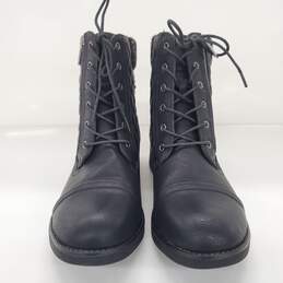 STQ Women's Side Zip Warm Black Buckle Combat Boots Size 11 alternative image