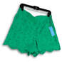 NWT Womens Green Eyelet Scalloped Hem Side Zip Mom Shorts Size 14 image number 2