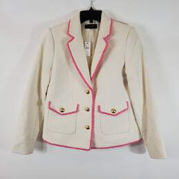 Talbots Women White & Pink Tweed Jacket Sz 2 NWT