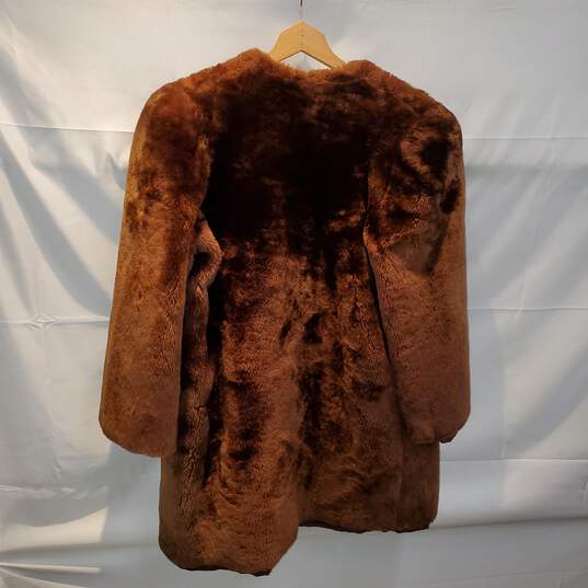 Chaffee's Brown Fur Overcoat Jacket No Size Tag image number 2