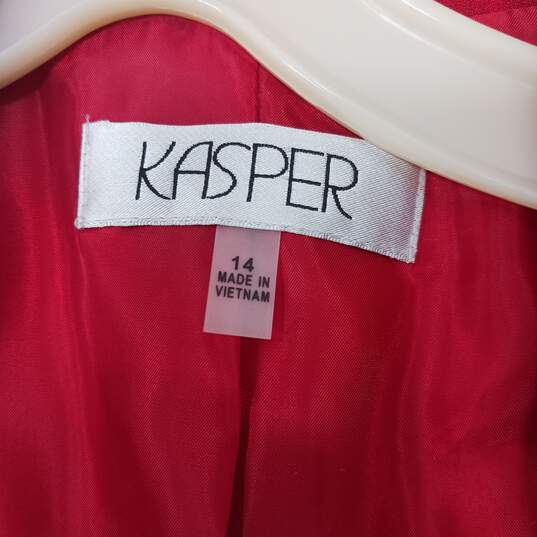 Kasper Women's Fire Red LS Open Front Blazer Jacket Size 14 image number 1