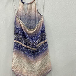 NWT Womens Purple Printed Drawstring Waist Pockets Mini Dress Size Small alternative image
