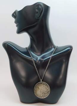 925 Sterling Silver Liberty 1923 Dollar Coin Pendant Necklace 38.1g