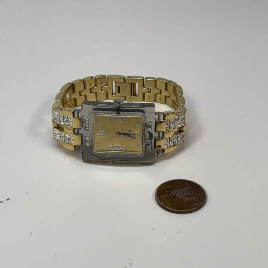 Designer Swatch Swiss Two-Tone Rhinestone Square Dial Analog Wristwatch image number 2
