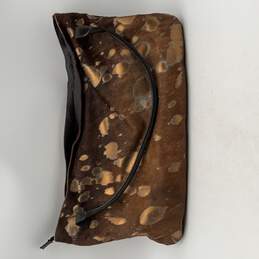 Maurizio Taiuti Womens Brown Gold Leather Double Handle Tote Bag Purse