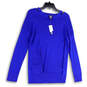 NWT Womens Blue Knitted Long Sleeve Crew Neck Pullover Sweater Size Medium image number 1