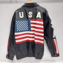 Leather World by Lucky Leather Men's Patriot "USA" Leather Jacket Size XXL alternative image