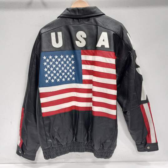 Leather World by Lucky Leather Men's Patriot "USA" Leather Jacket Size XXL image number 2