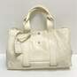 Theory Leather Medium Shoulder Tote Cream image number 1