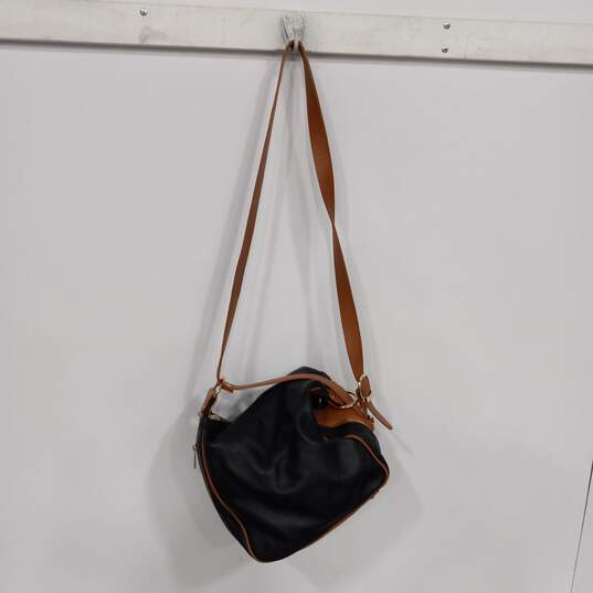 Valentina Black/Brown Pebble Leather Convertible Backpack Bucket Bag image number 2