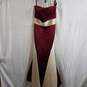 Bill Levkoff Red/Cream Two Toned Belted Satin Prom Bridal Gown Dress Size 8 image number 1