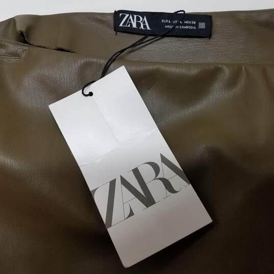 ZARA Women's Size Large Draped Slit Midi Skirt Brown w/ Tags image number 3