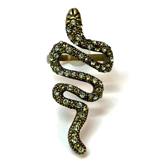 Designer Joan Rivers Gold-Tone Multicolor Rhinestone Snake Band Ring image number 1