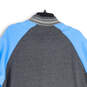 Mens Blue Gray Long Sleeve Band Collar Snap Front Varsity Jacket Size XL image number 4