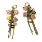 Designer Betsey Johnson Gold-Tone Bees Flower Enamel Dangle Earrings image number 1