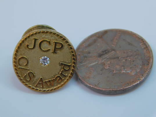 10K Yellow Gold 0.03 CT Diamond JC Penney Customer Service Award Pin 3.8g image number 5