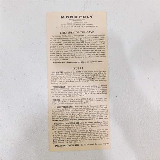 Vintage 1961 Monopoly Board Game Parker Brothers Classic Original Complete image number 8