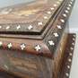 Marquetry inlay  Wood Box Indian Motif  Vintage Decorative Box image number 6