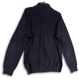 Womens Black Ribbed Long Sleeve Mock Neck Pockets Full-Zip Sweater Size M alternative image