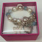 Designer Betsey Johnson White Pearl Heart Shape Charm Bracelet With Box image number 1