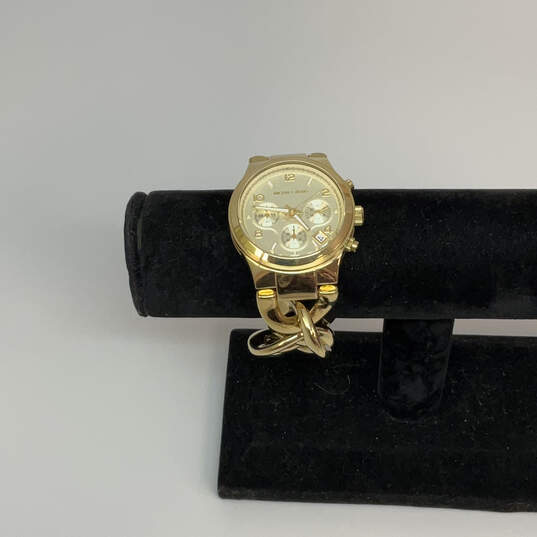 Designer Michael Kors MK-3131 Gold-Tone Link Chain Strap Analog Wristwatch image number 1