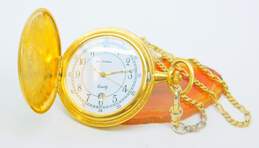 Vintage Gold Tone Ben Williams Quartz Calendar Engraved Pocket Watch 54.8g